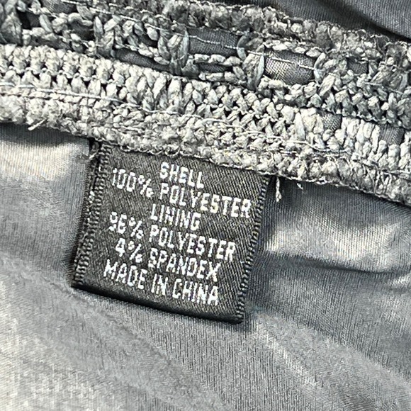 Adrianna Papell Gray Lace Cocktail Dress Party Career Size 12 Crochet Career - Picture 4 of 13